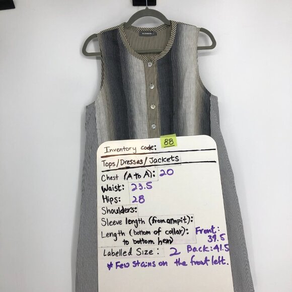 Alembika Ombre stripe Sleeveless oversized linen blend midi dress in Smoke 2 / M - Picture 15 of 16